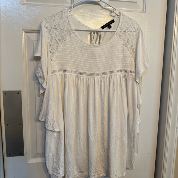 always indigo Tops - Chic White Lace Women's Blouse